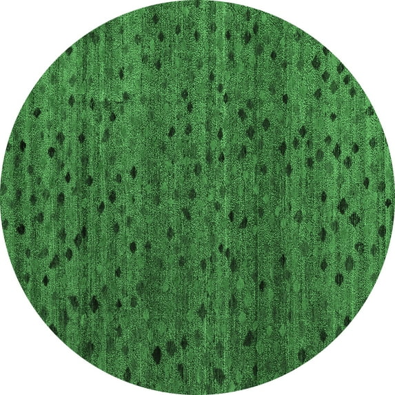 Ahgly Company Indoor Round Abstract Emerald Green Modern Area Rugs, 4' Round