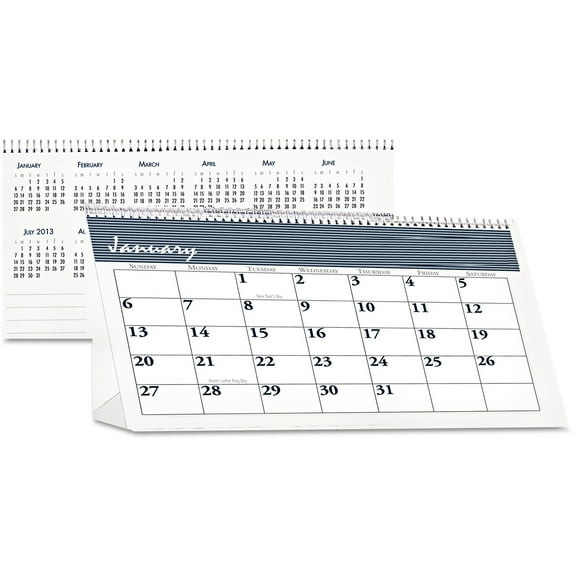 House of Doolittle B1599641 2024 Recycled Bar Harbor Desk Tent Monthly Calendar - 7 x 4.25 in. - Blue