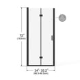 thumbnail image 3 of Demi Bonn 34" x 72" Bifold Shower Door, Walk-In Wet Room Divider, 1/4 inch Thick Clear Tempered Glass Frameless Shower Door, Black, 3 of 8