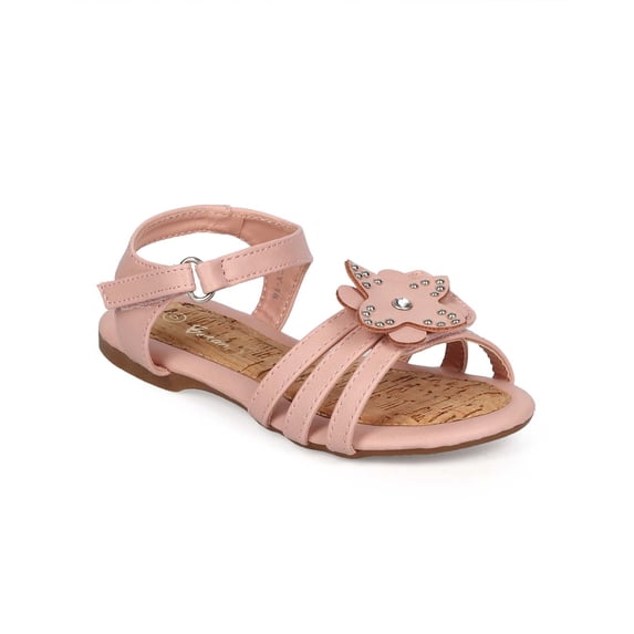 New Girl Betani Tracy-18 Leatherette Open Toe Studded Flower hook and loop Sandal