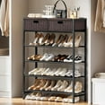 thumbnail image 5 of 5 Tier Shoe Storage Organizer with 2 Hand Woven Drawers, Dark Brown Shoe Rack for 16-20 Pairs of Shoes, Spacious and Sturdy Design for Entryway, Closet, Living Room, 5 of 7