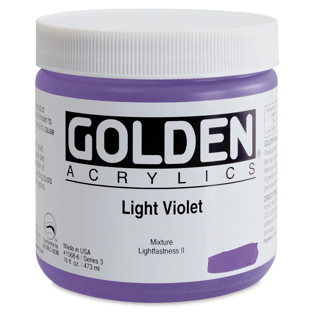 Golden Heavy Body Artist Acrylics - Light Violet, 16 oz Jar