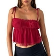 thumbnail image 2 of Women'S Peplum Going Out Tops Tie Shoulder Sleeveless Summer Top Red M, 2 of 7