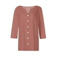 thumbnail image 5 of WTXUE Womens Short Sleeve Blouses Button Down Shirts V Neck Blouses for Women Business Casual Tunic Tops Basic Tees Gauze Shirts Simple Tops Woman Shirts Casual Womens Tops Dressy Casual Rose Gold L, 5 of 6
