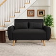 thumbnail image 2 of Walsunny Small Modern Loveseat Sofa, Upholstered Fabric Love Seat with Linen Cushions, Compact and Stylish for Small Spaces, Living Room, Bedroom, Office，Black, 2 of 7