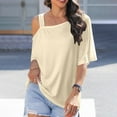 thumbnail image 5 of lmcalzta Tops for Women Trendy off Shoulder Short Sleeve Shirts Going out Casual Blouses Slim Fitted Summer 2024 Tee, 5 of 8