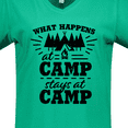 thumbnail image 4 of Inktastic What Happens at Camp Stays at Camp with Tent and Woods Women's V-Neck T-Shirt, 4 of 5