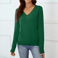 thumbnail image 4 of Garbnen Women's Sweater Knitted Basic V Neck Women's Long Sleeve Tops Lightweight Soft Fall Winter Warm Dressy Tunic Tops for Women Green L, 4 of 6
