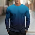 thumbnail image 2 of Dagegui Long Sleeve T-Shirts for Men Trendy Gradient Color Crewneck Tops Fall Pullover Big and Tall Athletic Tee Blue S, 2 of 5