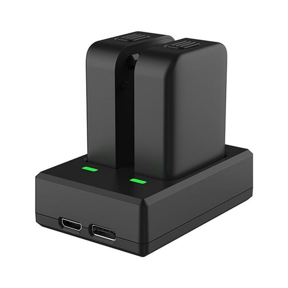 SJCAM C300 Camera Battery Charger Dual-Slot Charger with LED Indicators Micro USB & Type C Port + 2pcs C300 Pocket Batteries 3.7V 1000mAh Compatible with SJCAM C300 Sports Camera