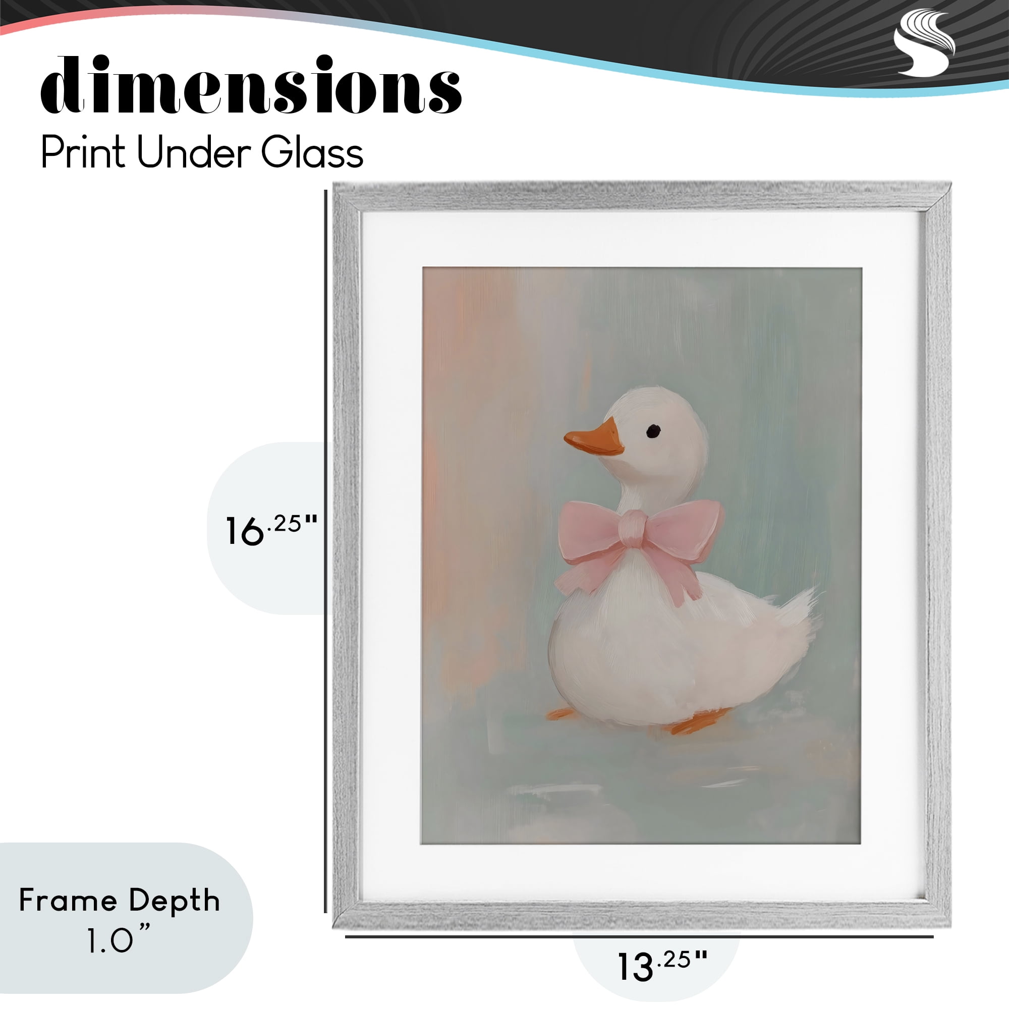 Stupell Industries Duckling Portrait with Bow Gray Framed Print Under Glass, design by The Prints Vibe