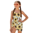 thumbnail image 2 of Xoenoiee Sunflower Bee Print Girls Swimsuits Halter One Piece Bathing Suit with Cover Up Skirt Adjustable Strap Teen Girl Swimsuit Swimwear Set, Size 7-8 Years, 2 of 7