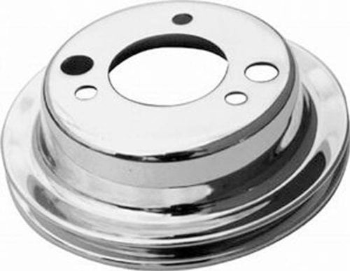 Racing Power Chrome SB/BBC Single Groove Crankshaft Pulley V‑Belt 6.8 in LWP/SWP Chevy V8