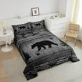 thumbnail image 3 of Rustic Bear Comforter Set Full Size,Black Trees Deer Paw Print Down Comforter,Grey Wooden Plank Bedding Set Bedroom Decor Animal Duvet Insert, 3 of 6