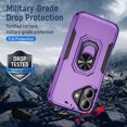 thumbnail image 6 of Designed for iPhone 16 Plus Case, Military-Grade Drop Protection, Shockproof Phone Case Cover, Magnetic Car Mount Ring Kickstand Bumper Hard Case for iPhone 16 Plus, Purple, 6 of 10