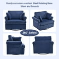 thumbnail image 4 of UBesGoo Modern 360° Swivel Chair Sofa, Soft Corduroy Fabric Accent Chair with Armrest Pockets, Solid Metal Frame, Ideal for Living Room Bedroom, Blue, 4 of 9