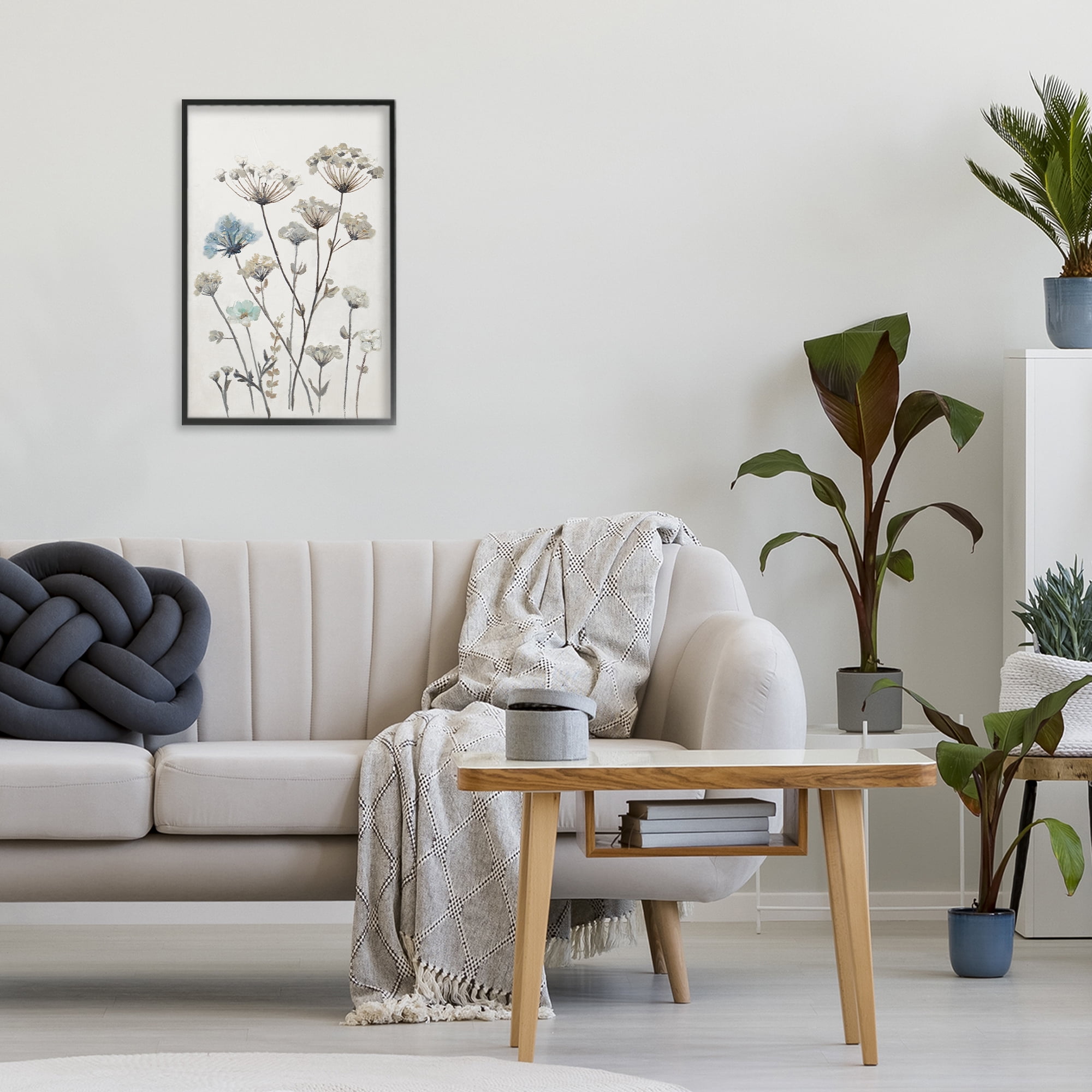 Stupell Industries Neutral Jardin Azul Black Framed Giclee Art, design by Patricia Pinto