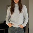 thumbnail image 2 of XIYON Sweaters for Women Elegant Turtleneck Pullover Sweater Fall Winter Color Block Thickened Loose Outerwear Sweater, 2 of 5