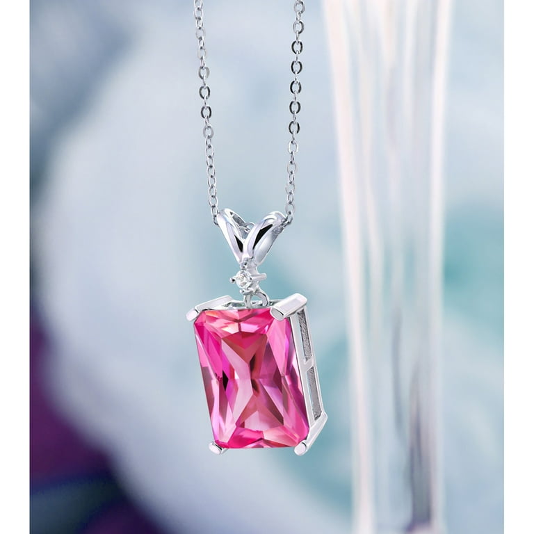 Gem Stone King 925 Sterling Silver Pink Created Sapphire and