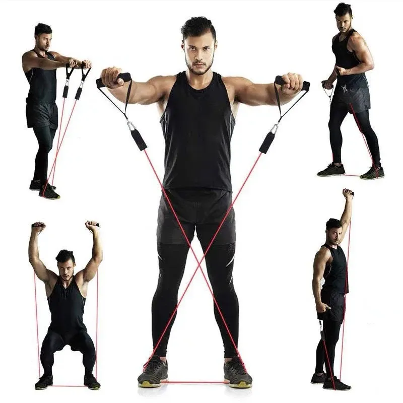 11pcs/Set Pull Rope, Resistance Bands, Portable Fitness Equipment, Ankle Strap, Chest Expander, Elastic Exercise Band Bold Sport