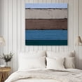 thumbnail image 4 of Blue Brown Grey Wall Art Painting on Canvas, Vintage Stripe Farmhouse Wood Grain Canvas Art Home Prints Wall Art Framed Modern Artwork for Living Room Bedroom Wall Decor 12x12in, 4 of 9