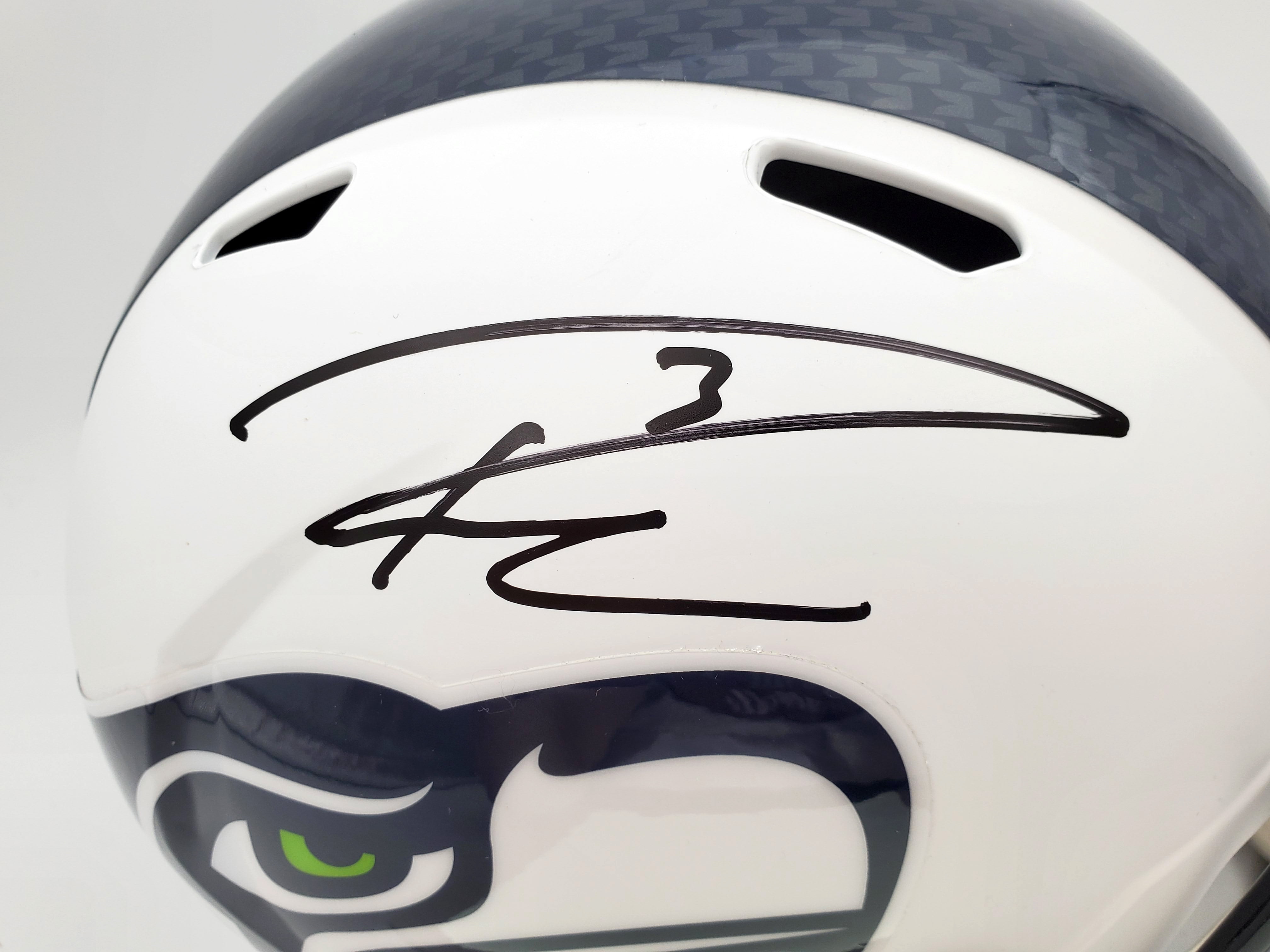Russell Wilson Autographed Seattle Seahawks Flat Matte White Full Size Speed Replica Helmet RW Holo 178958