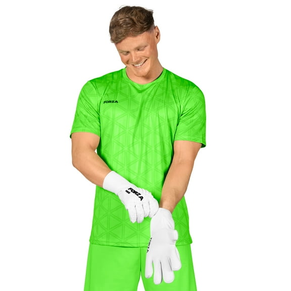 FORZA Men's Soccer Goalkeeper Jersey Short Sleeve [XS, Fluro Green] - Premium Soccer Jerseys with Sweat-Wicking Finish