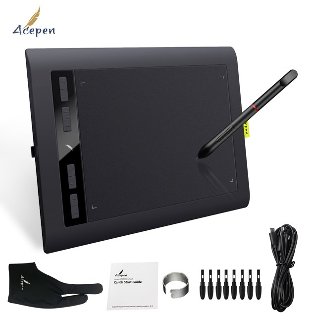 Acepen AP1060 Professional 10*6 Inch Art Digital Graphics Drawing Tablet Pad Board Kit with Battery-free Stylus 8192 Levels Pressure 8 Express Keys Compatible with Windows 10/8/7 & OS for Drawing Tea