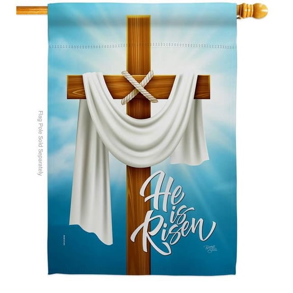Breeze Decor H103079-BO He is Risen Religious Faith Double-Sided Garden Decorative House Flag, Multi Color