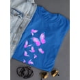thumbnail image 3 of Smartprints Womens Graphic Tee - Pink Butterflies Flying - Regular Fit 100% Cotton, 3 of 4