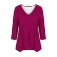 thumbnail image 3 of ZyeKqe Summer Tops for Women Loose Caual Deep V Neck 3/4 Length Sleeve Blouses Oversized Tee Shirts, 3 of 5