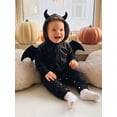 thumbnail image 6 of RUINIXCW Newborn Baby Bat Costume Kids Halloween Cosplay Costume Infant Baby Boy Fall Winter Clothes Jumpsuit Long Sleeve Zip Up Hooded Romper Wings, 6 of 10