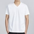 thumbnail image 4 of Ceisia Men's Solid Color V-Neck T-Shirt, Casual Cotton Short Sleeve Summer Top for Men White L Gifts, 4 of 7