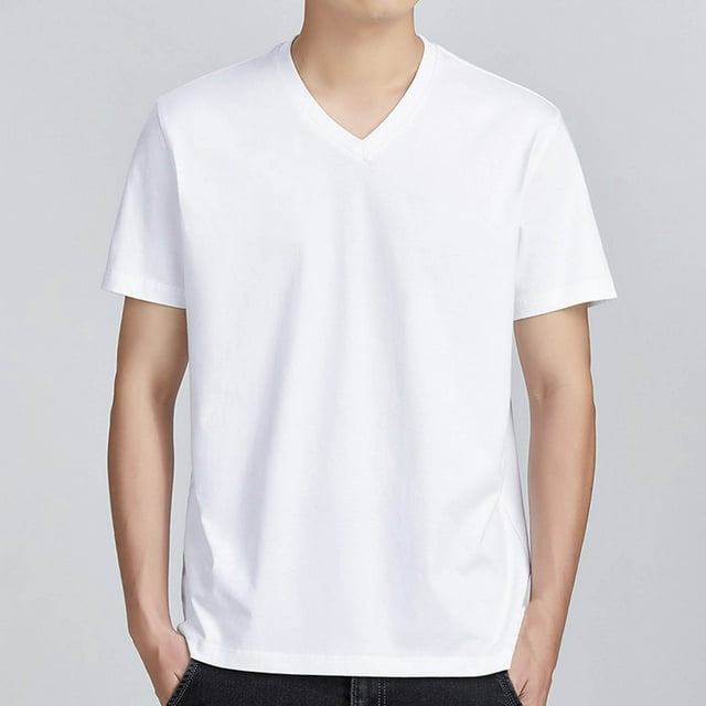pstuiky Camisas de manga corta para hombre, Suéter casual de manga corta con cuello en V y cuello en V para hombre ropa de hombre l