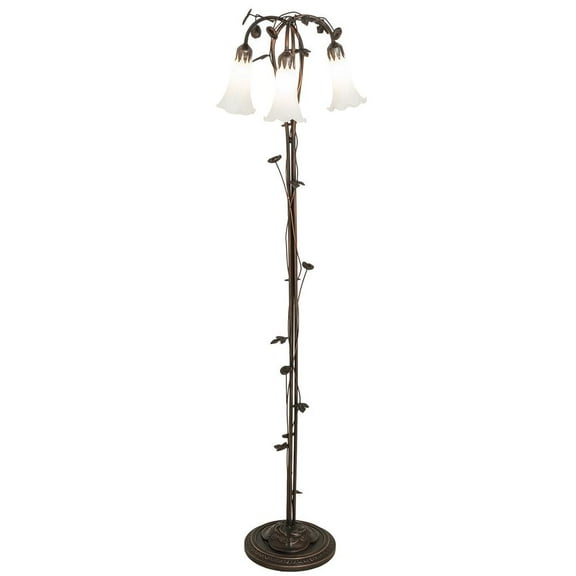 Meyda Lighting 58" High White Tiffany Pond Lily 3 Light Floor Lamp