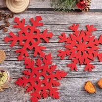 Milisten Felt Snowflake Coasters Red Xmas Tree Ornament and Decoration 10Pcs