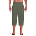 thumbnail image 6 of WWV Mens Capri Pants Mens Cropped Pants Drawstring Elastic Waist Straight Leg Trousers Solid Color Leisure Loose Vacation Pants Army Green L, 6 of 7