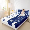 thumbnail image 4 of jejeloiu Kawaii Puppy Dogs Full Size Sheets,Pet Dog Paws Bed Sheets,White Blue Sheet Sets For Girls Boys,Ultra Soft Home Decor,4pcs, 4 of 7