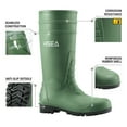 thumbnail image 2 of HISEA Men's Rain Boots with Steel Shank, Waterproof Rubber Protective Footwear, Seamless PVC Rainboots Non-Steel Toe Outdoor Work Boots, Durable Garden Fishing Tall Kneed Boot, Size 7 Green, 2 of 6