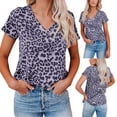 thumbnail image 6 of Forzero V-neck Short Sleeve Printed Leopard T-Shirt Top, 6 of 6