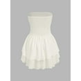 thumbnail image 2 of Strapless Textured Ruffle Mini Dress, 2 of 9