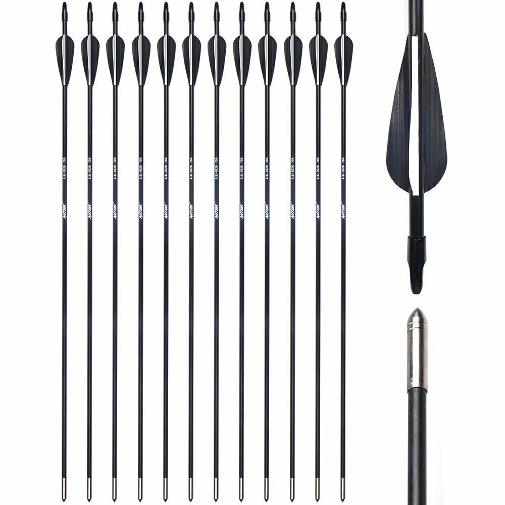 Handmade12PK Carbon Arrows Hunting Fletching Recurve Compound bow Spine 400/500 