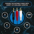 thumbnail image 3 of SatelliteSale Auxiliary 3.5mm Audio Jack to 2 RCA Composite Aux Cable Universal Wire PVC Black Cord 30 feet, 3 of 6