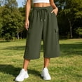 thumbnail image 3 of Eagokdc Lightweight Capri Pants for Women Loose Cotton Casual Sports Summer Wide Leg Capris With Pocket Size S-5XL, 3 of 8