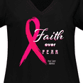 thumbnail image 4 of Inktastic Faith Over Fear Breast Cancer Awareness with Pink Ribbon Women's Plus Size V-Neck T-Shirt, 4 of 5
