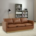 thumbnail image 2 of Maykoosh Sophisticated Simplicity s Modern Mid-Century Upholstered Leather Sofa with Gold Frame, 2 of 5