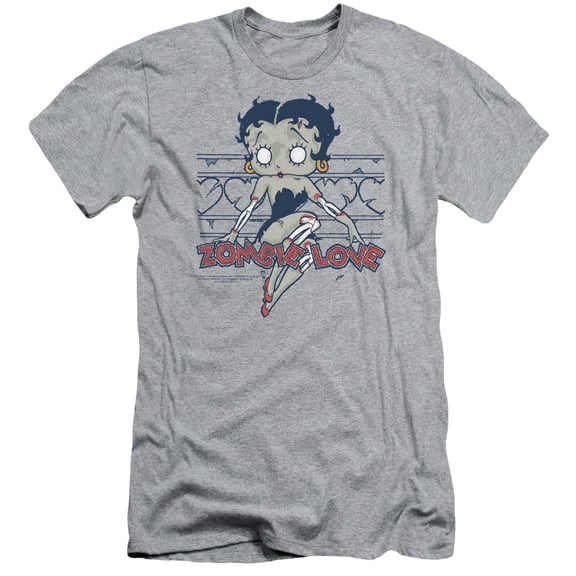 Betty Boop Zombie Pinup S/S Adult 30/1 T-Shirt Athletic Heather
