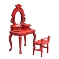 thumbnail image 1 of Ensemble de Tabourets Miniatures à l'Échelle 12 avec Tiroir, Fabrication Exquise Mini avec Miroir pour Meubles de Chambre Miniatures Rouge, 1 of 8