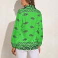thumbnail image 2 of Green Paisley Bandana Pattern Long Sleeve Blouse Woman Streetwear Casual Shirts Summer Oversize Woman Streetwear Clothing Birthday Present, 2 of 7