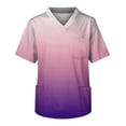 thumbnail image 4 of Domuza Men Scrub Top Tie-Dye Gradient Short Sleeve V Neck Caregiver Uniform Loose Fit Soft Comfy Medical Scrub Tops with 3 Pockets Pink 2XL, 4 of 5
